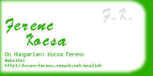 ferenc kocsa business card